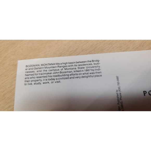 Bozeman Montana Big Sky Gallatin Mountains 1991 Vintage - Picture 3 of 3